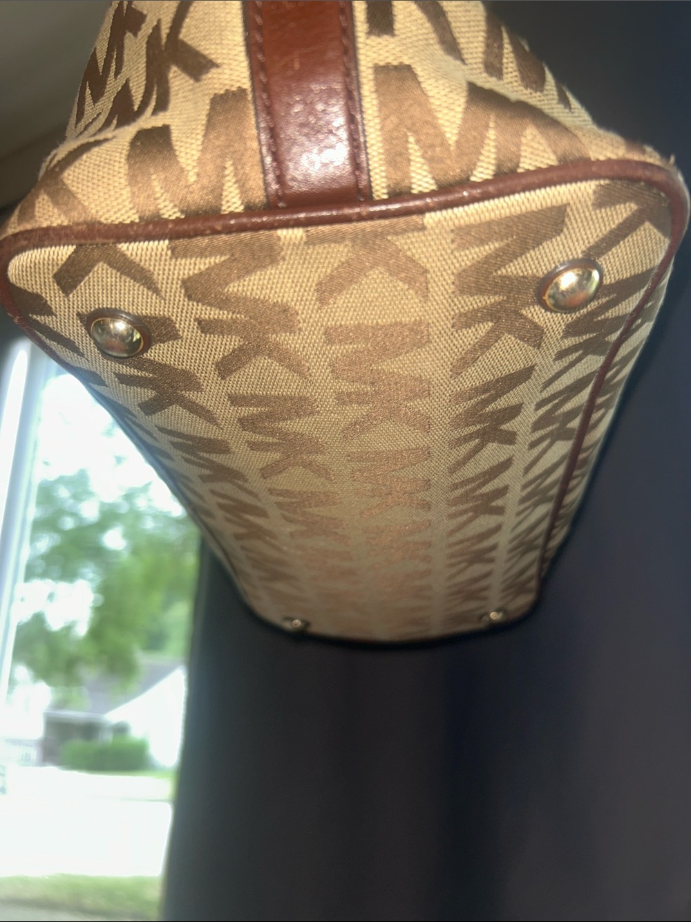Michael Kors Tan and Brown MK Logo Tote - Picture 6 of 6